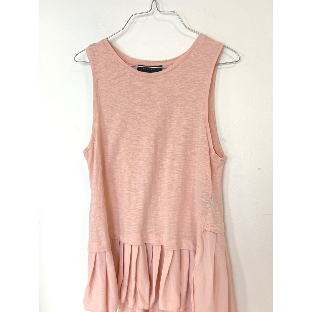 Sanctuary Baby Pink Sleeveless Blouse Peplum Ruffle Trim Top M - Picture 4 of 6